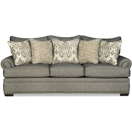 Transitional Sofa with Rolled Armrests