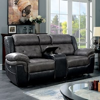 Transitional Power Motion Loveseat with Cup Holders 