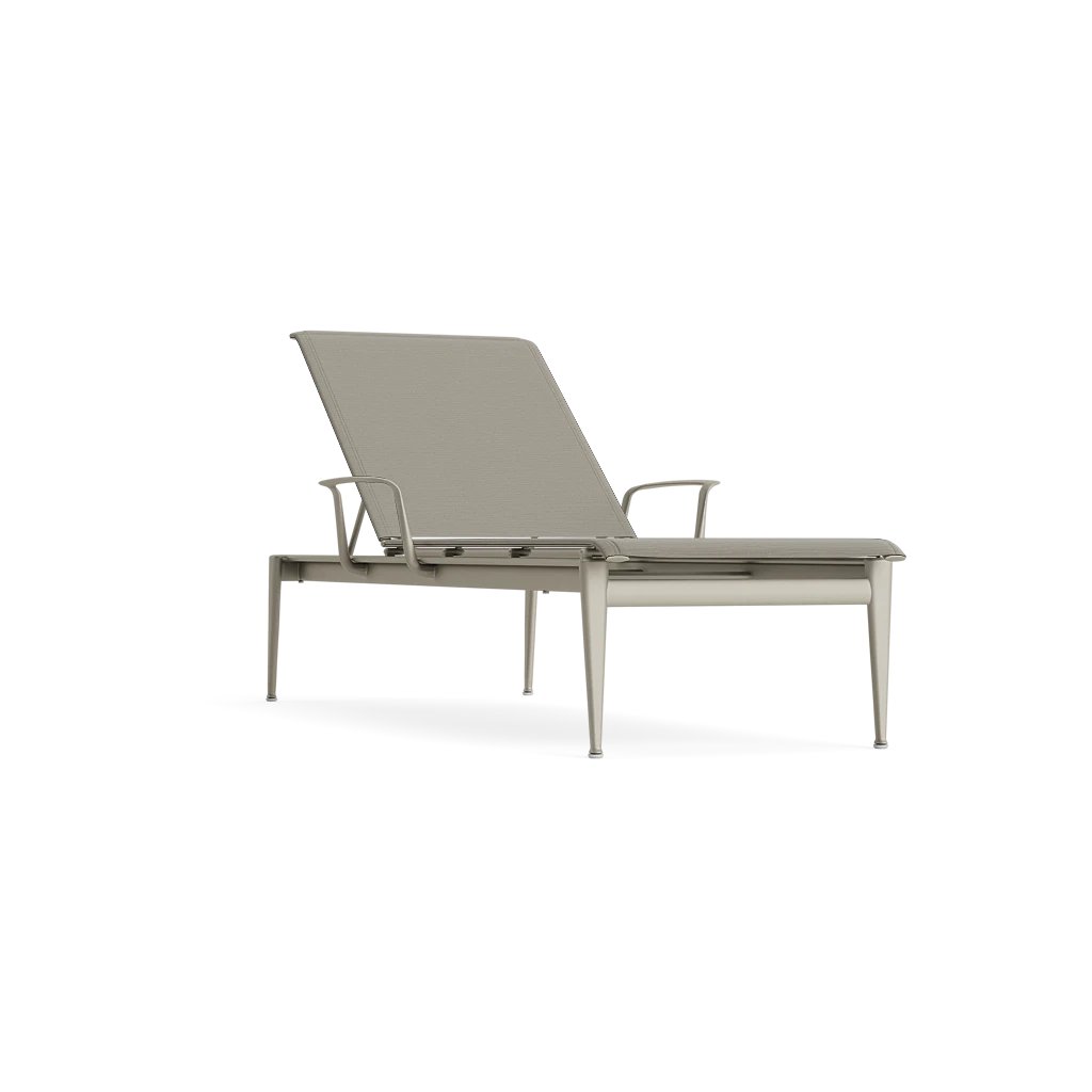 Stacking Adj. Sling Chaise Lounge w/Armrests