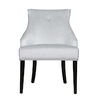 Transitional Nailhead Trimmed Upholstered Dining Chair in Silver Gray