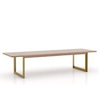 Contemporary Dining Table with Gold Metal Base and 2 Leaves