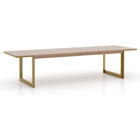 Contemporary Dining Table with Gold Metal Base and 2 Leaves