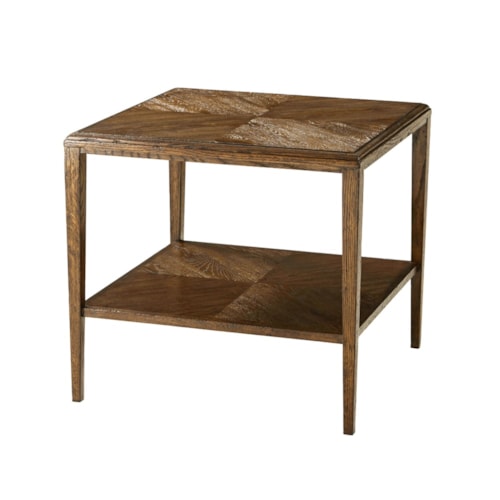 Transitional Square Side Table with Shelf