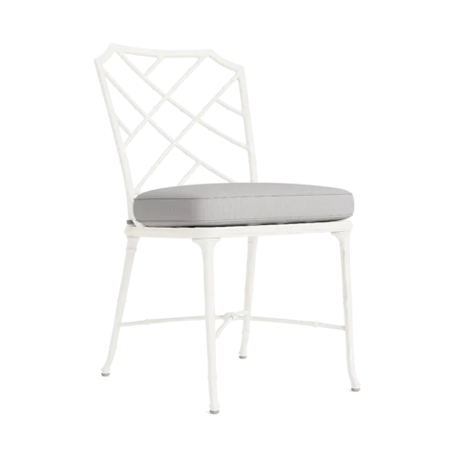 Calcutta Cushioned Aluminum Lattice-Back Dining Side Chair