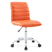 Ripple Contemporary Armless Mid Back Vinyl Office Chair - Orange