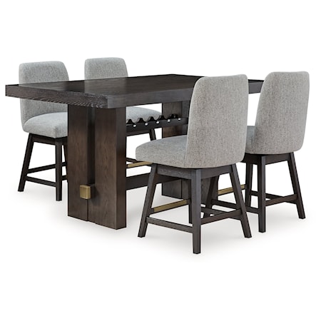 Counter Height Dining Table And 4 Barstools