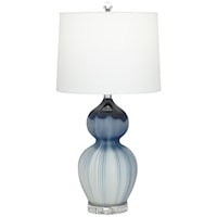 Table Lamp-Glass Blue and Clear 26"Ht