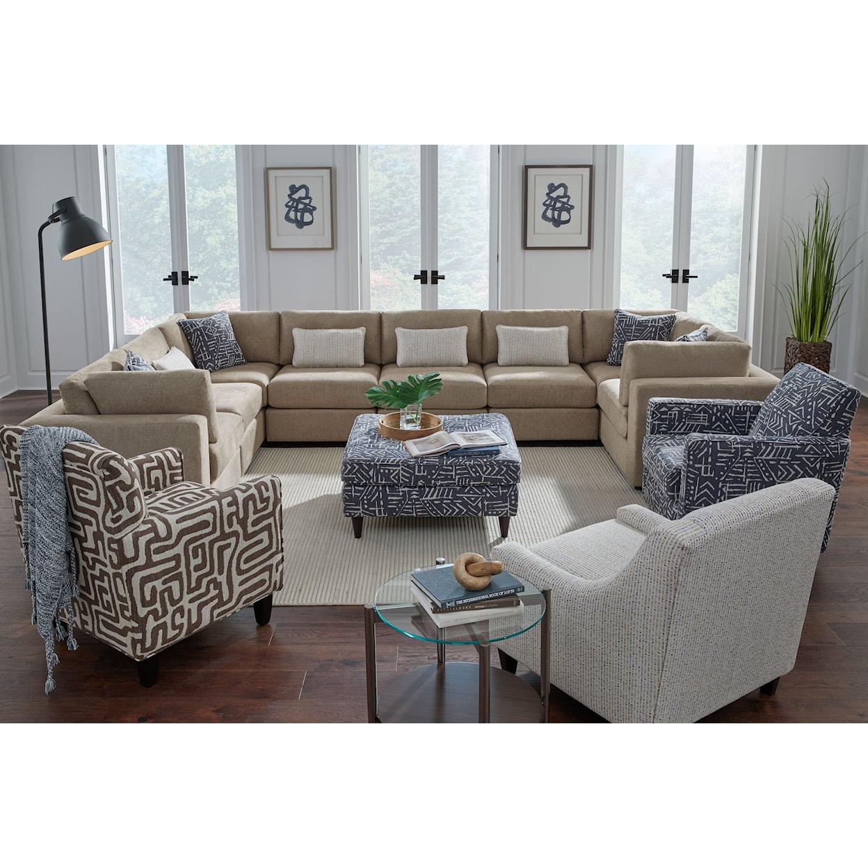 Fusion Furniture 5008 MIDNA OATMEAL 8-Piece Modular Sectional