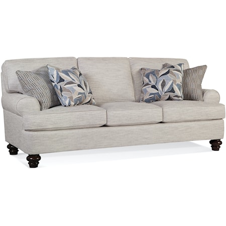 Transitional Queen Sleeper Sofa with Turned Legs