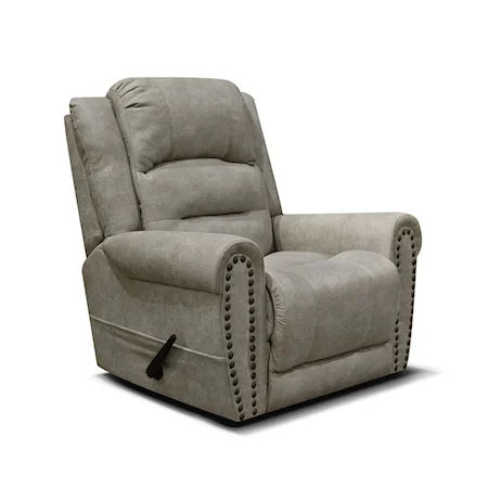 Transitional Swivel Gliding Recliner with Nailhead Trim