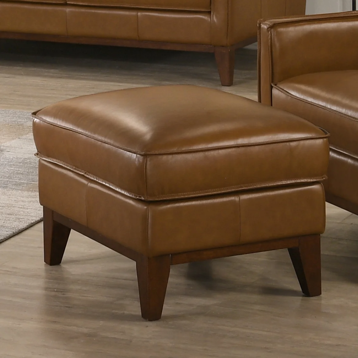 New Classic Caspar Contemporary Leather Ottoman Reeds Furniture