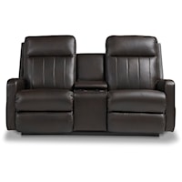 Contemporary Power Wall Reclining Loveseat with Cupholder Storage Console, Power Headrest, & Lumbar