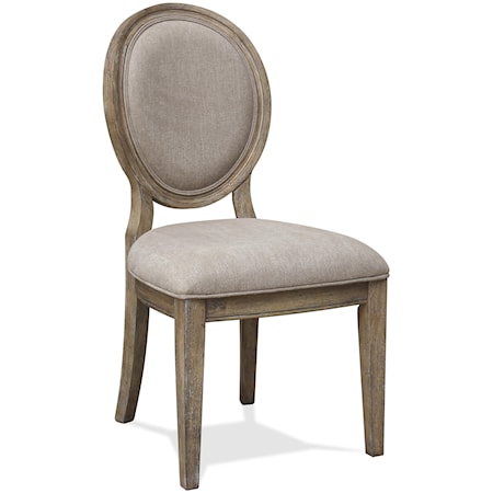 Rustic Upholstered Oval Side Chair
