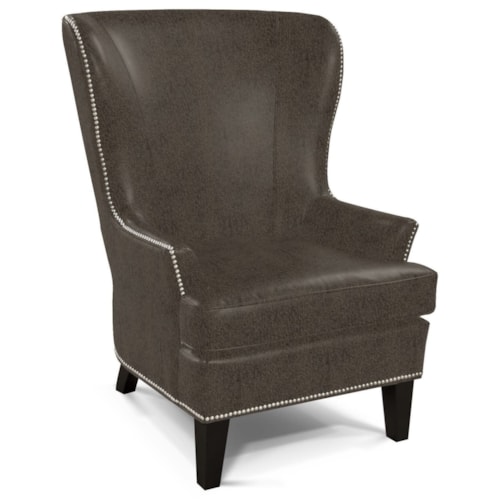 Transitional Wing Back Accent Chair with Tapered Legs