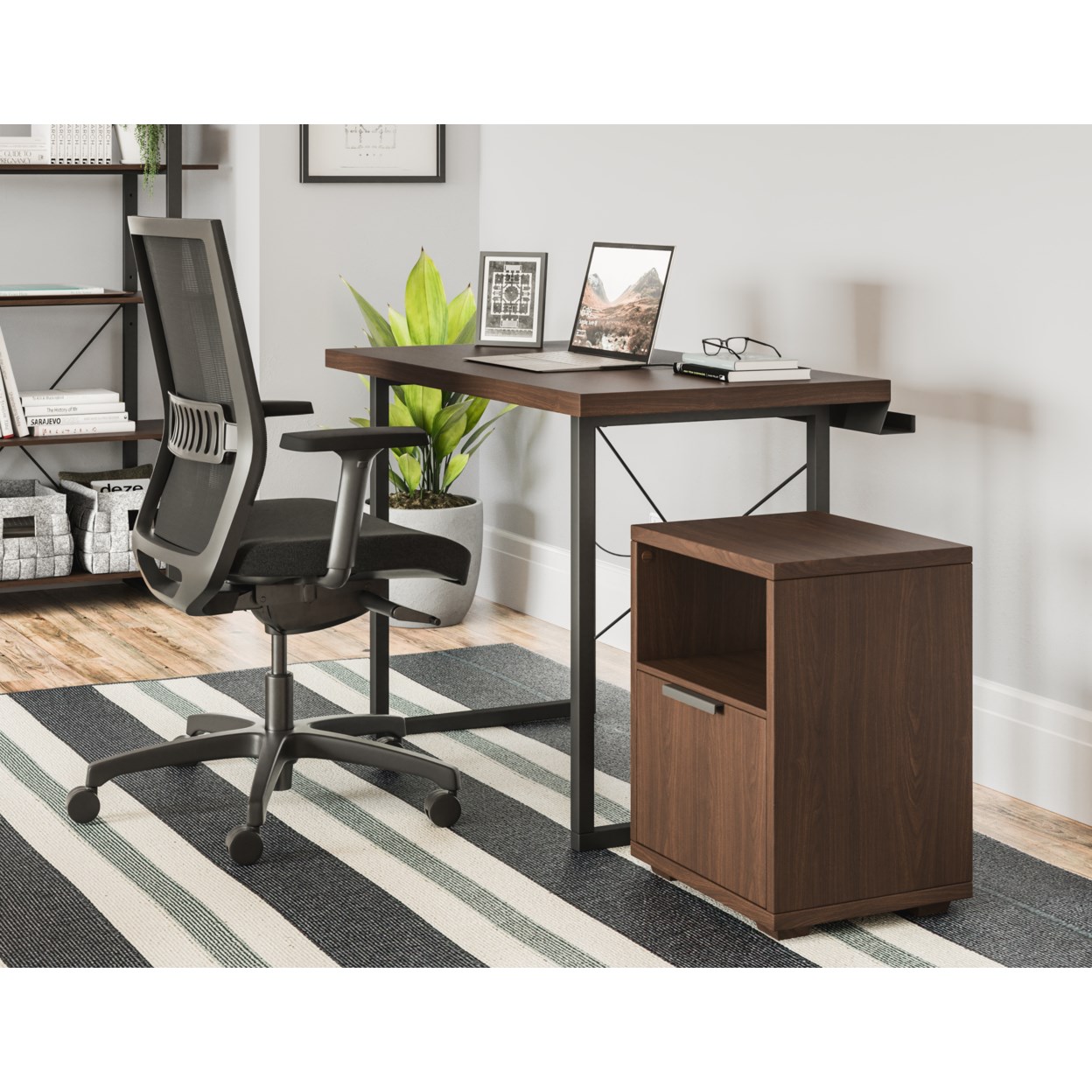 homestyles Merge Desk with File Cabinet