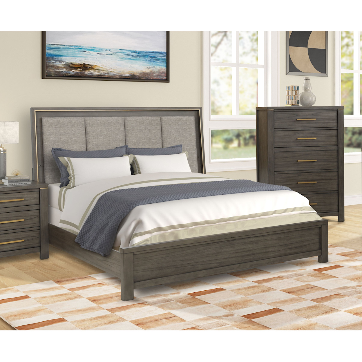 Lifestyle 8481A Upholstered Panel Bed - King