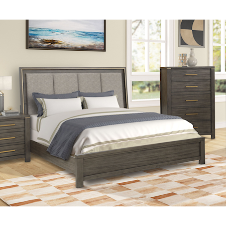 Upholstered Panel Bed - King
