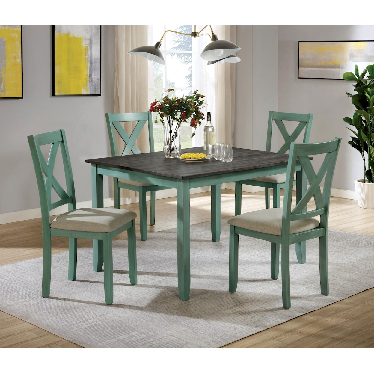 Furniture of America - FOA Anya 5-Piece Dining Table Set