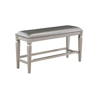 Glam Upholstered Counter-Height Dining Bench with Embellishments