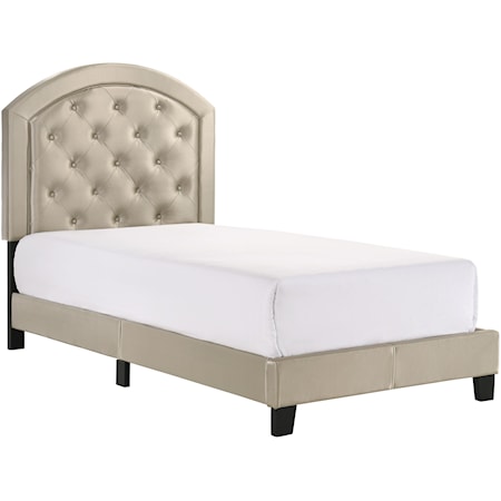 Twin Upholstered Platform Bed with Adjustable Headboard