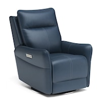 Contemporary Swivel Recliner with Power Headrest & Lumbar