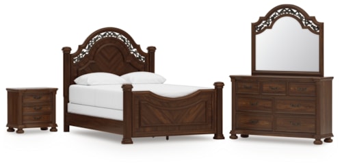 Queen Poster Bed, Dresser, Mirror And Nightstand