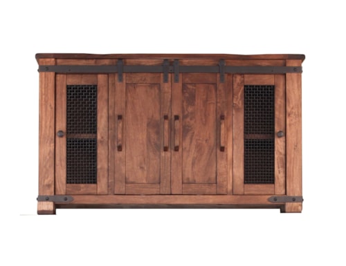 Rustic 60" 4-Door TV Stand with Wire Management