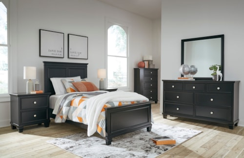 5pc Twin Panel Bed, Dresser, Mirror, Nightstand & Chest