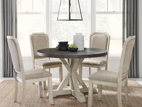 Two-Tone 5-Piece Pedestal Table Set