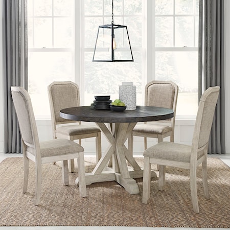 Two-Tone 5-Piece Pedestal Table Set