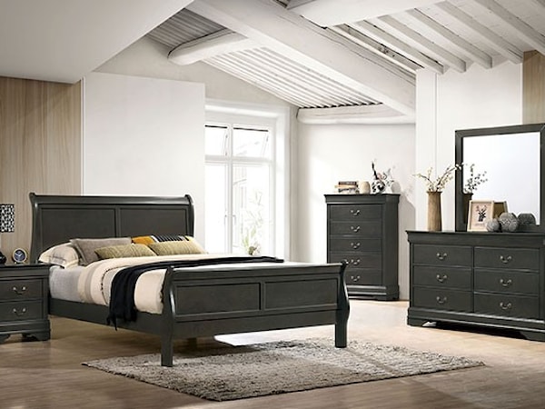 Queen Bed + 1NS + Dresser + Mirror + Chest