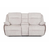 Casual Dual Power Reclining Console Loveseat with Cup Holders