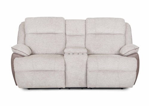 Casual Dual Power Reclining Console Loveseat with Cup Holders