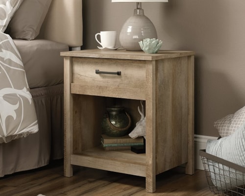 Farmhouse 1-Drawer Nightstand with Open Storage Shelf