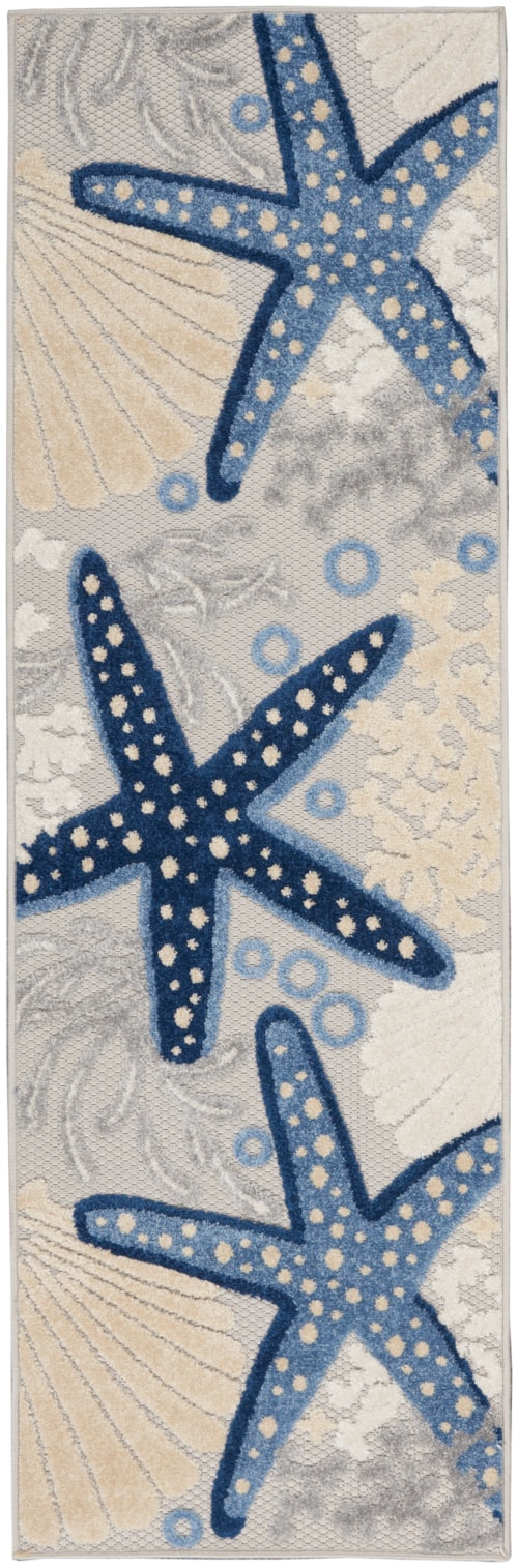 2'3" x 8' Blue/Grey Runner Rug