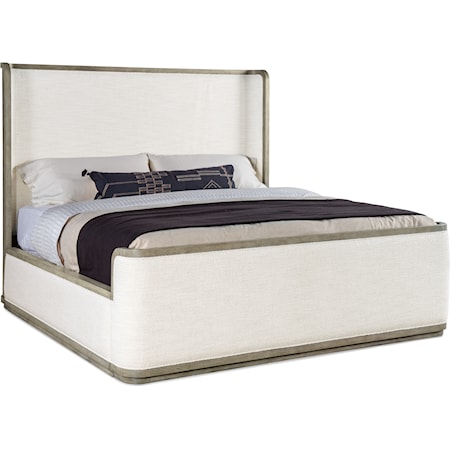 Casual California King Upholstered Shelter Bed