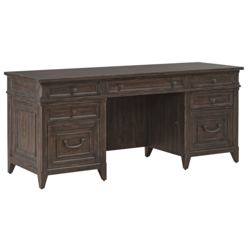 Traditional 7-Drawer Executive Desk with Flip Down Keyboard Tray