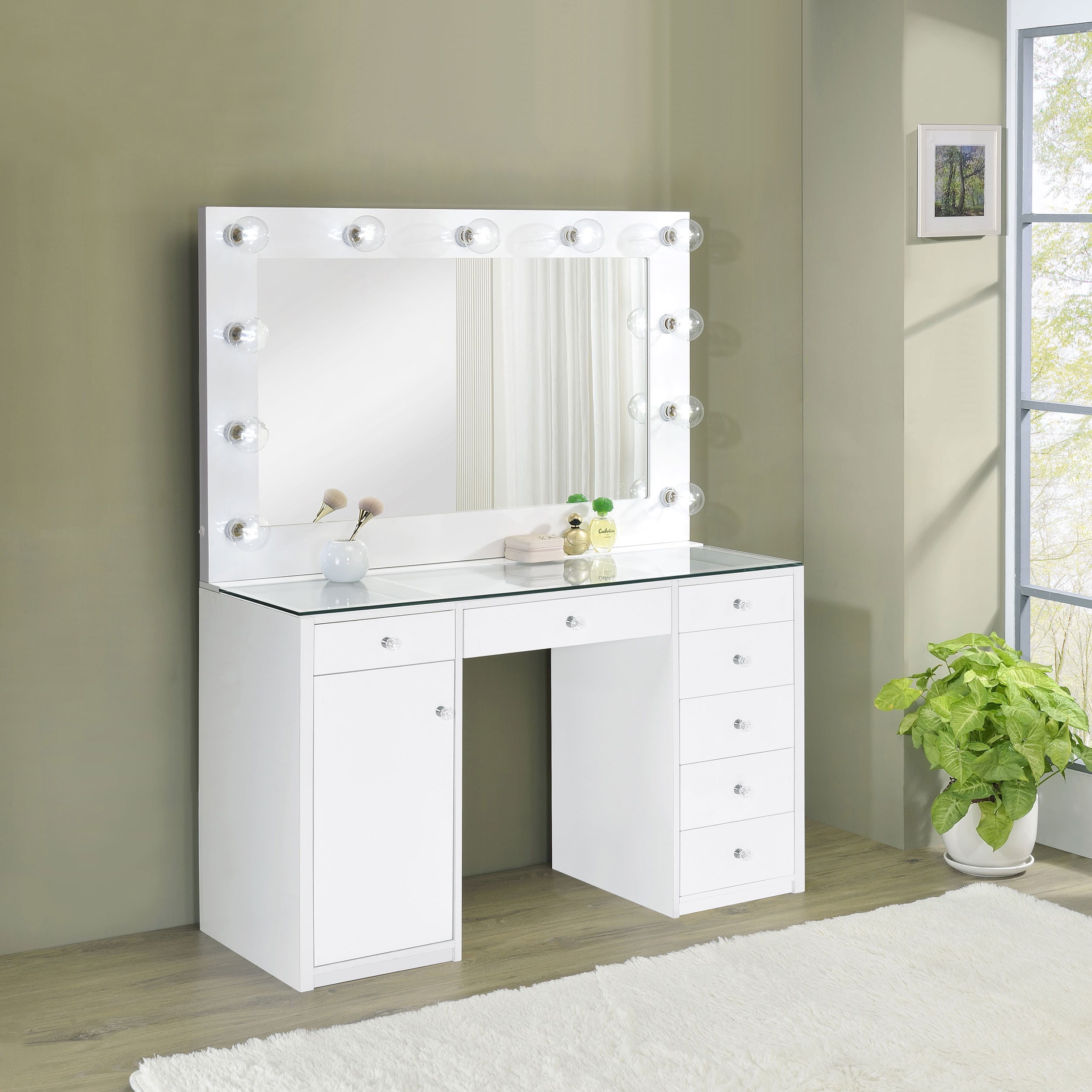 Acena 7-Drawer Vanity Set w/ Lighting