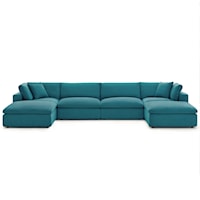 Down Filled Overstuffed 6 Piece Sectional Sofa Set