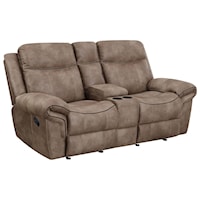 Casual Glider Recliner Console Loveseat