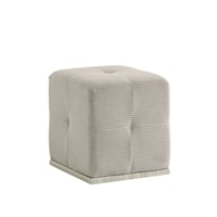 Contemporary Grey Fabric Vanity Stool with Metal Base