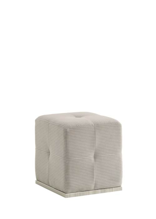 Contemporary Grey Fabric Vanity Stool with Metal Base
