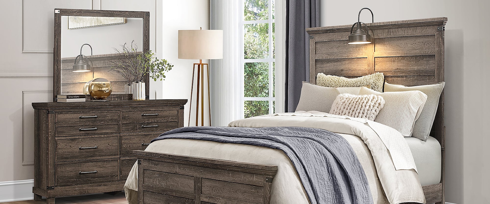 Modern Farmhouse Full Panel Bed 3-Piece Bedroom Set