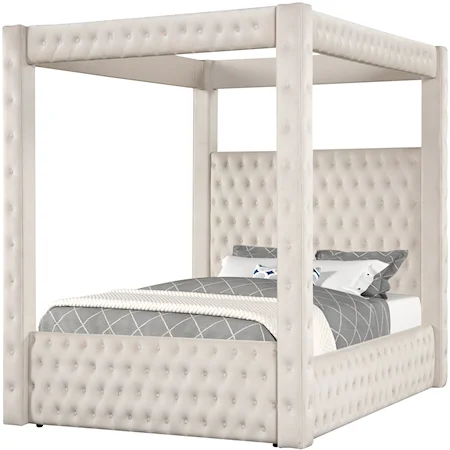 Queen Canopy Bed - Ivory