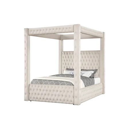 Annabelle Transitional Queen Canopy Bed - Ivory