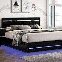 Erlach Contemporary King Platform Bed with Built-in LED Lighting
