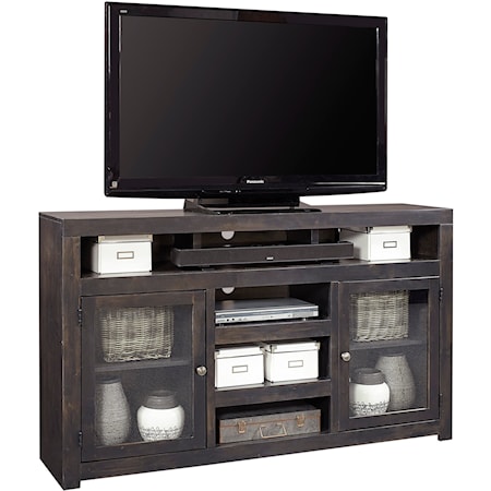Contemporary 65" Highboy TV Console with Glass Doors