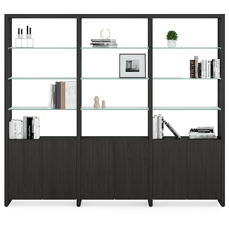 Contemporary 3-Shelf System with Glass Shelves