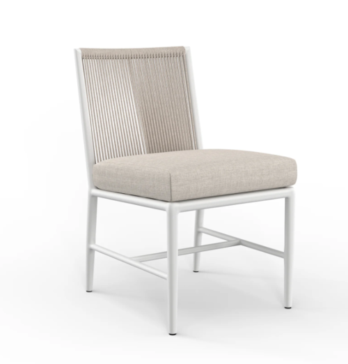 Coastal Outdoor Armless Dining Chair with Cushioned Seat