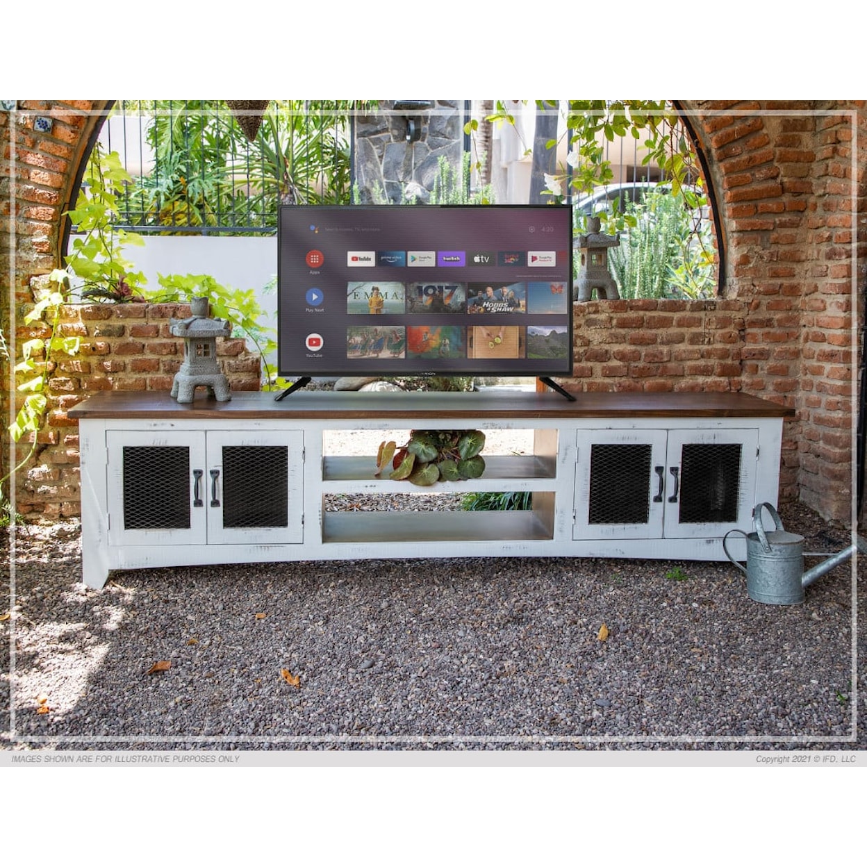 International Furniture Direct Pueblo 93" 4-Door TV Stand